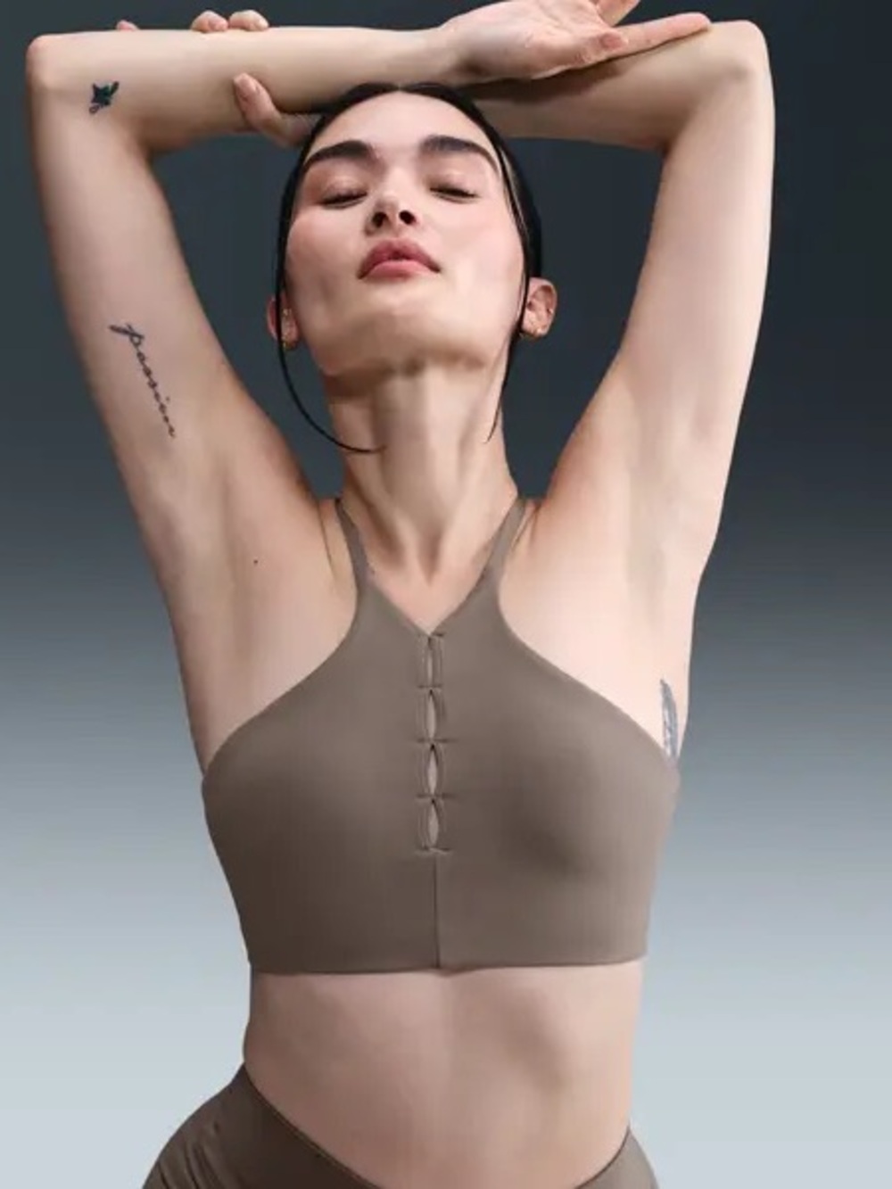 Nike Taupe Halter-Style Seamless Sports Bra